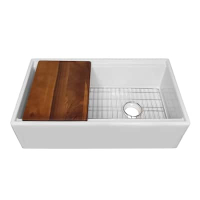 Whitehaus WHLW3319 Fireclay 33" Farmhouse Single Basin Fireclay