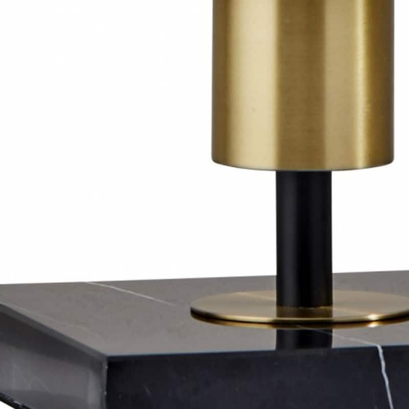 Black Metal LED Table Lamp with White Glass Drum Shade and Touch Dimmer - 6” x 6” x 30” (D x W x H)