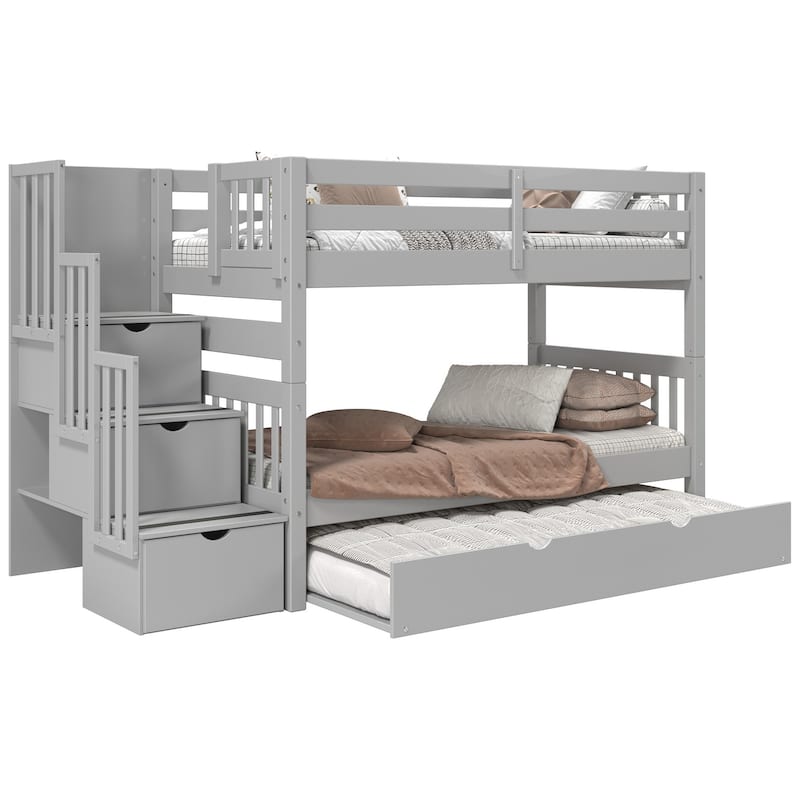 Taylor & Olive Trillium Twin over Twin Stairway Bunk Bed, Twin Trundle