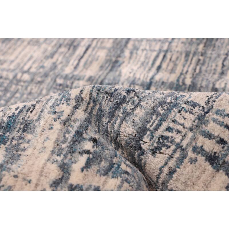 ECARPETGALLERY Hand Loomed Elysian Navy Wool Rug - 8'2 x 9'10