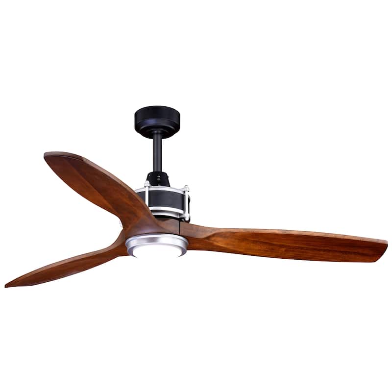 Bellevue Garrett 52" 3 Blade LED Ceiling Fan with Remote Control - Matte Black / Brushed Silver