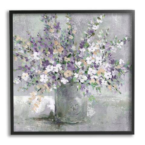 Stupell Industries Blossoming Aster Flower Bouquet Soft Purple Bouquet Painting Framed Giclee Texturized Art by Carol Robinson