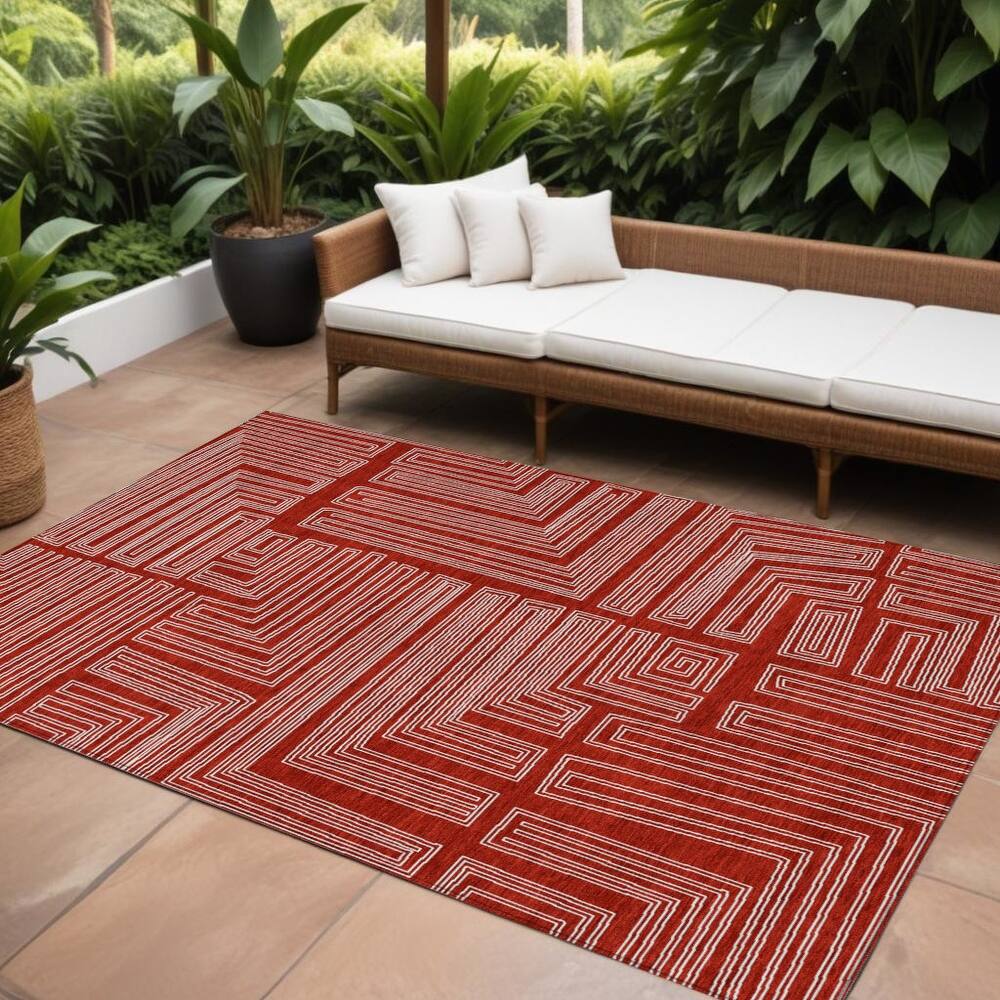 HomeRoots Geometric Transitional Rectangle Outdoor Rug