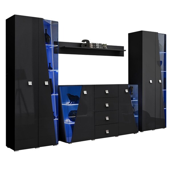 Edge Set SB-BK-BK-SH Modern Wall Unit Entertainment Center. Opens flyout.