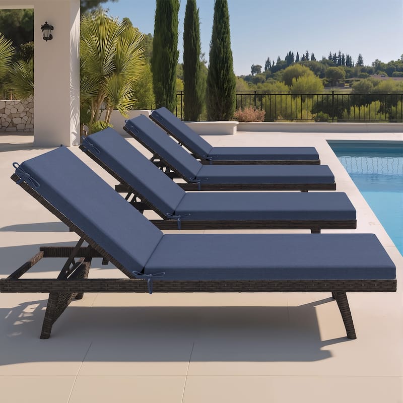 Outdoor Patio Chaise Lounge Chair Cushion - 80 inches - 4PC - NEW Navy Blue