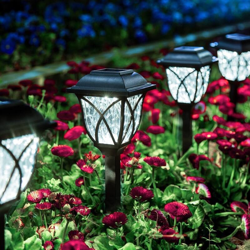 Solar Lights Outdoor Waterproof, 6 Pack LED Solar Garden Lights - Cold White