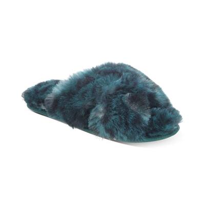 Jenni Women's Crisscross Faux Fur Slide Boxed Slippers (S (5-6), Funky Leo)