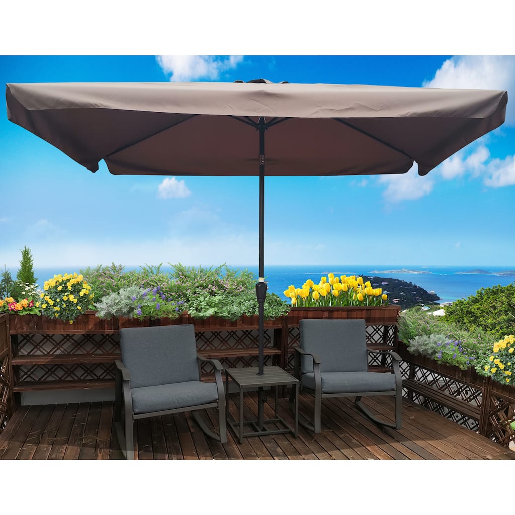 10x6.5ft Rectangular Patio Umbrella with Crank and Push Button Tilt for Outdoor Use