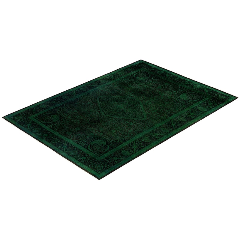 Overdyed One-of-a-Kind Hand-Knotted Area Rug - Green - 6' 1" x 9' 0"