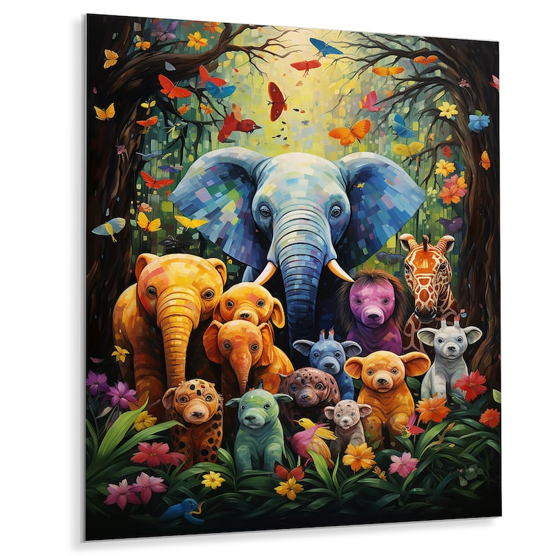 Designart "Blue Animal Playground Nursery I" Animal Nursery'S Metal Wall Art - Blue Metal Art Nursery Metal Art Work