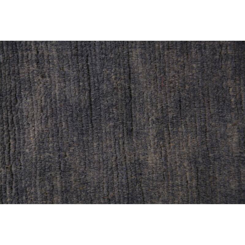 Gabbeh Modern Area Rug Hand-Knotted Strip Gray Wool Carpet - 5'7" x 7'10"