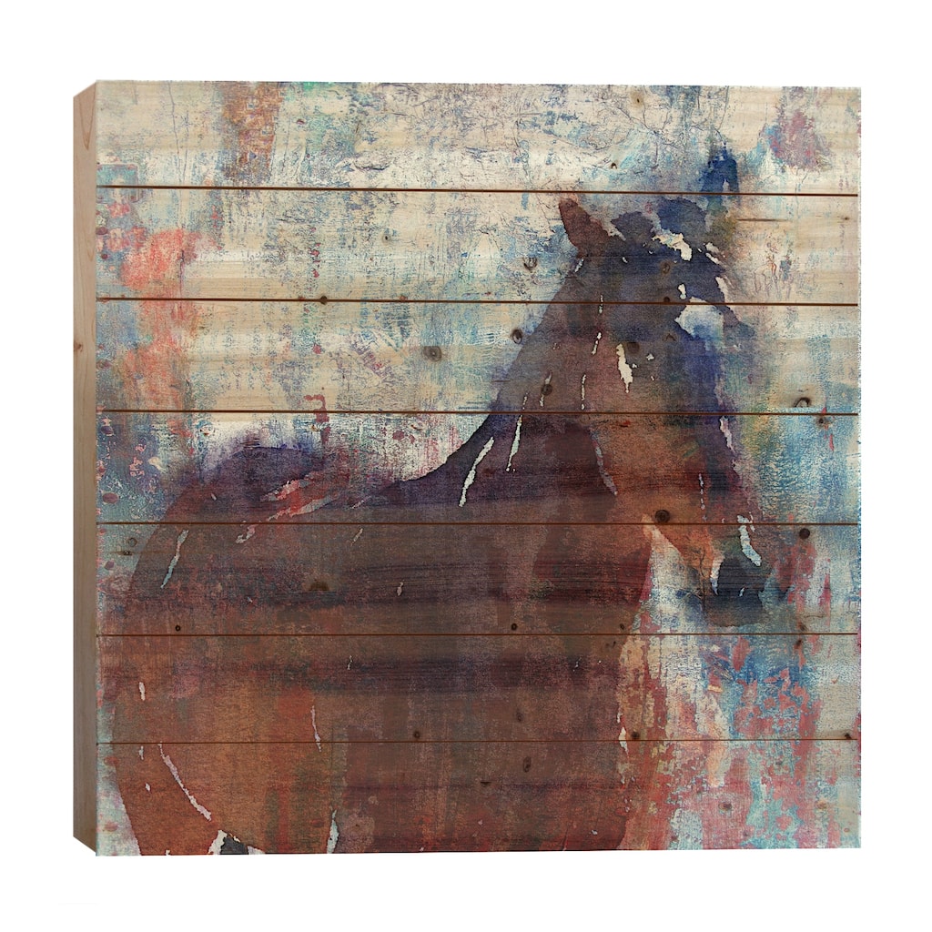 Wild Brown Horse Print On Wood by Irena Orlov - Multi-Color