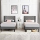 preview thumbnail 4 of 18, Kids Bed Frame, Height Adjustable Upholstered Bed, Twin Size Bed Set of 2
