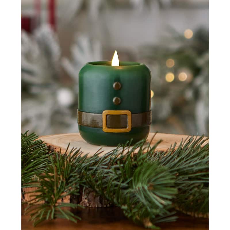 Elf Led Flameless Candle 5" x 4", Remote Control with Timer - 5"H x 4" in diameter - Green - Indoor