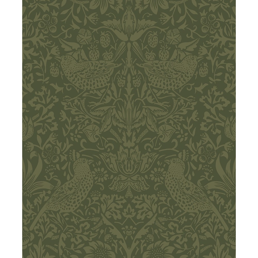 Seabrook Designs Tonal Bird Garden Prepasted Wallpaper