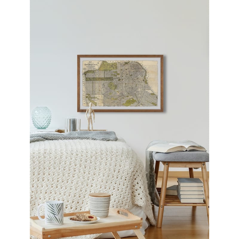 'Vintage San Francisco Map' Framed Painting Print