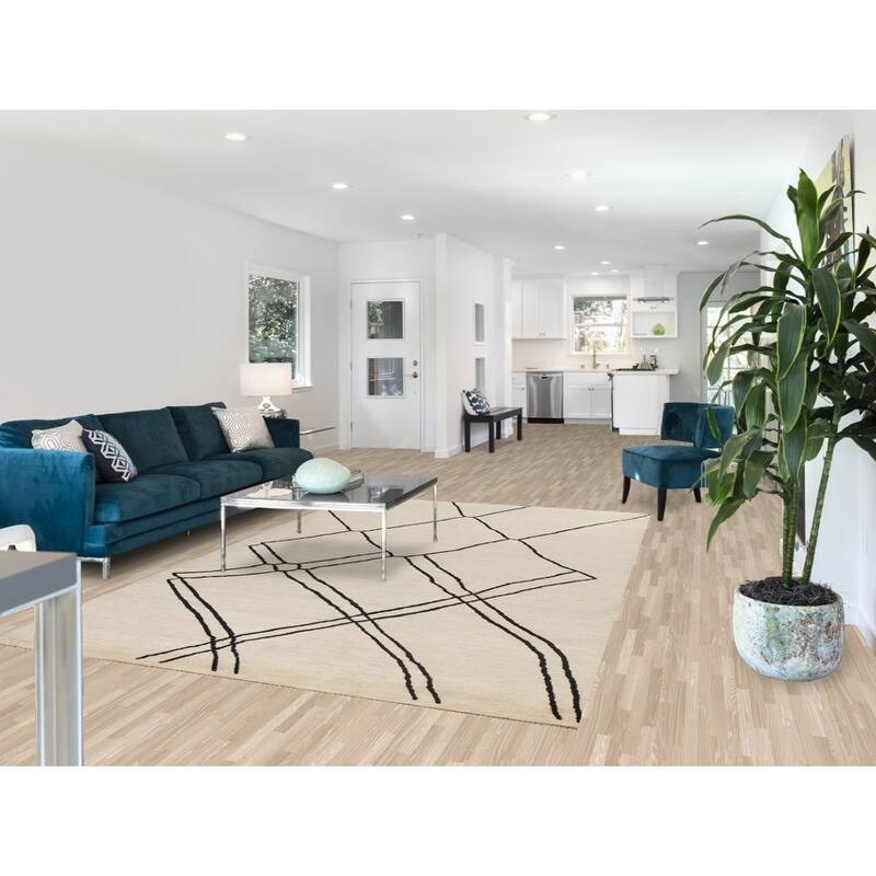 Vegetable Dye Moroccan Contemporary Area Rug Hand-knotted Wool Carpet - 6'5" x 9'9"