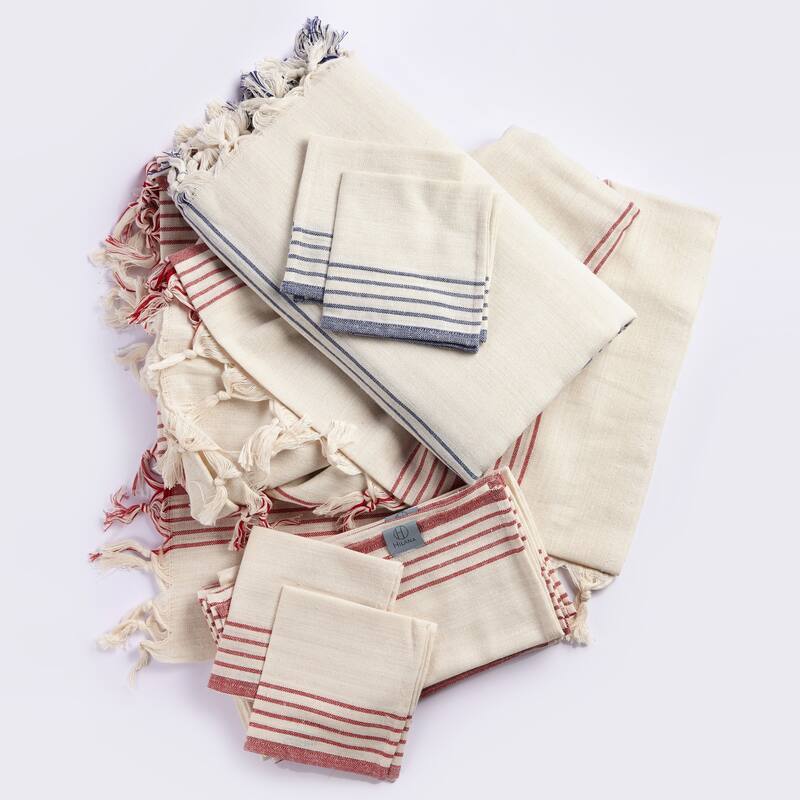 Hilana Upcycled Cotton Sustainable Kayseri Tablecloth Set - Blue