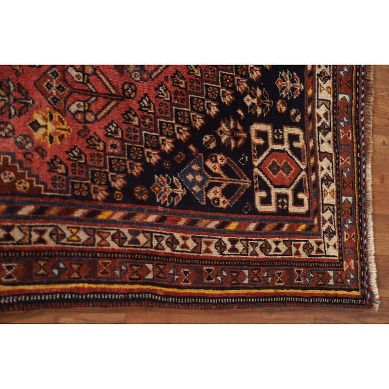 Vegetable Dye Shiraz Persian Rug Hand-knotted Vintage Wool Carpet - 3'9"x 5'2"