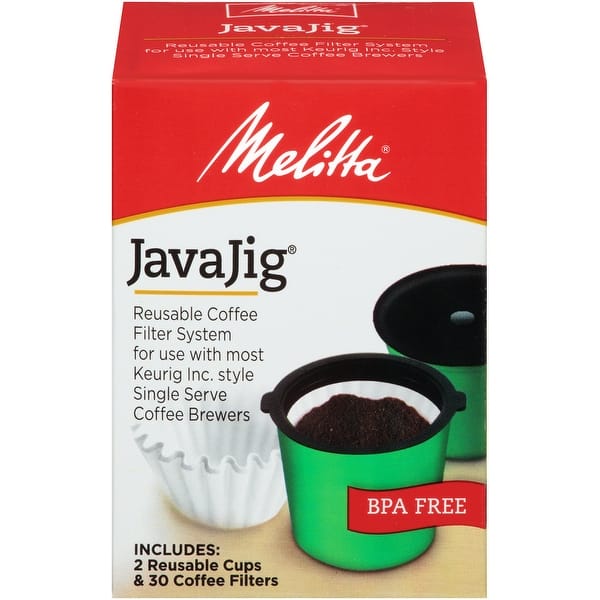 slide 2 of 3, Melitta JavaJig Starter pack, Reusable Coffee Filter System for use with Most Keurig Single Serve Coffee Brewers