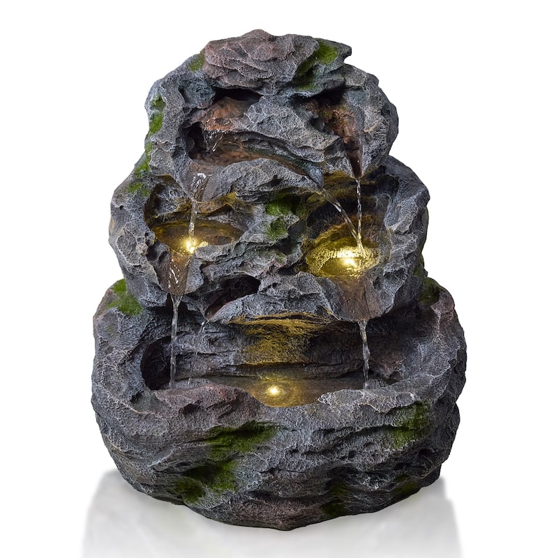 Polyresin Outdoor 3-Tier Rainforest Cascading Weather Resistant Waterfall Fountain