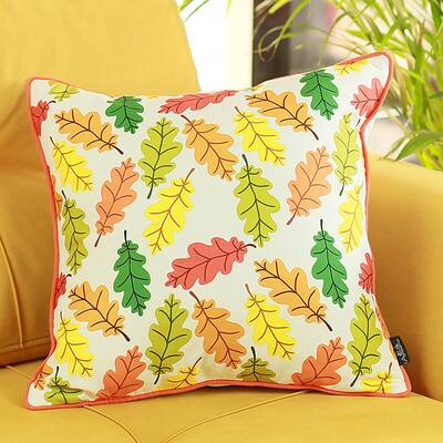 Fall Thanksgiving Decorative Throw Pillow Leaves 18"x18" Square Single
