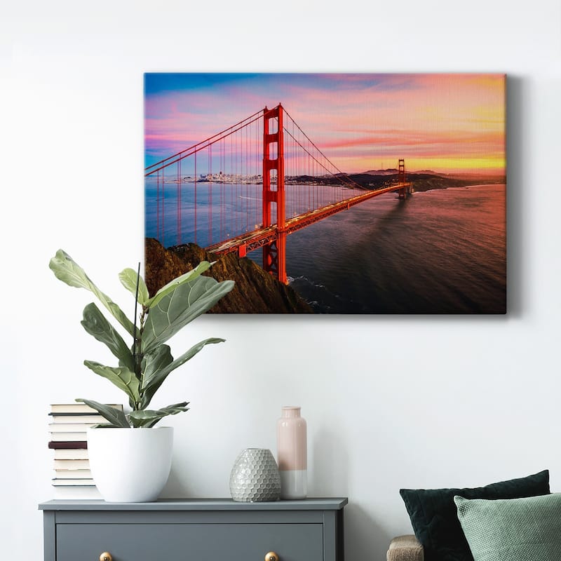 The Golden Gate Bridge at Sunset Premium Gallery Wrapped Canvas - Ready to Hang