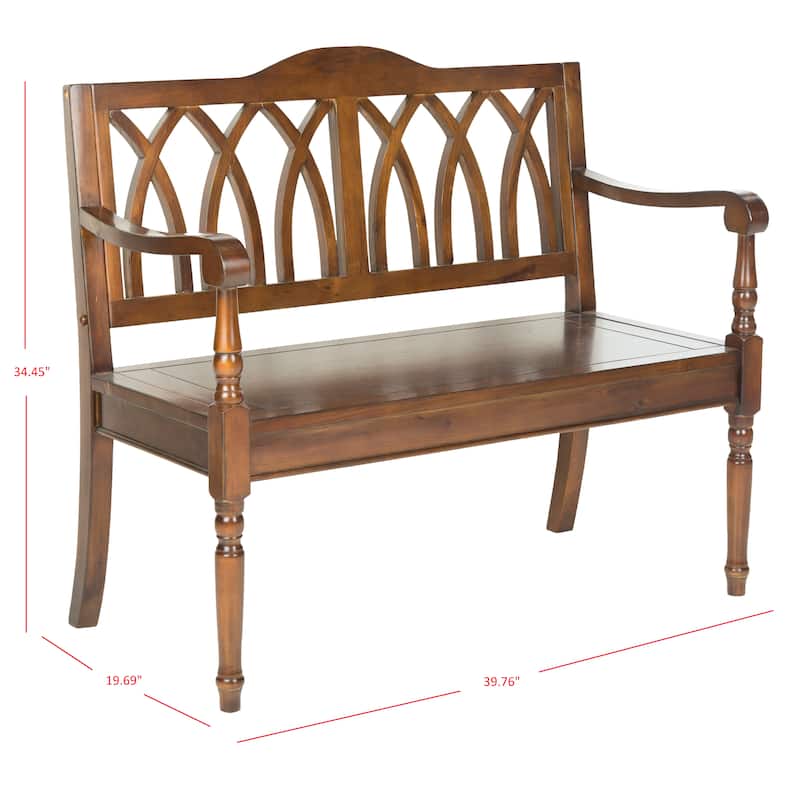 SAFAVIEH Benjamin Dark Walnut Finish Bench - 40" x 19.7" x 36"