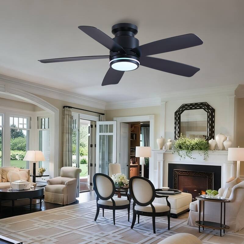 41 and 46 Inches Flush Mount Ceiling Fan with Light and Remote