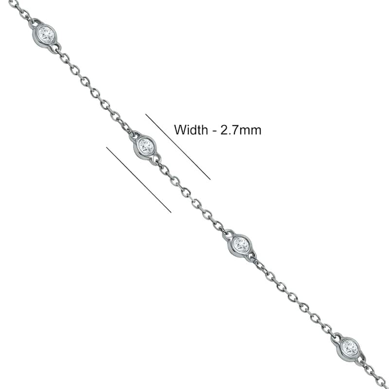 Marquee 1/4 Carat TW Bezel Set Genuine Diamond Station Bracelet in 14K White Gold