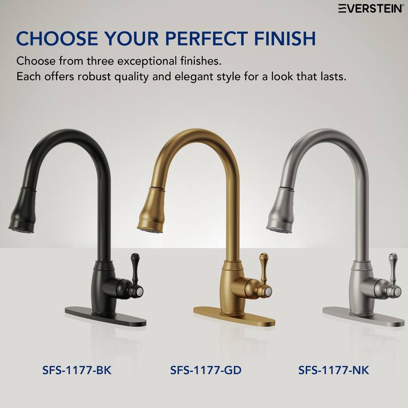 Single Handle Pull Down Sprayer Hot and Cold Kitchen Faucet 360° Spout Swivel with Deckplate