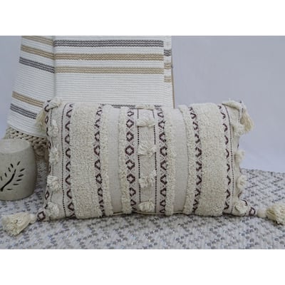 Vibhsa Handwoven 14"X 24" Throw Pillow with Fringes