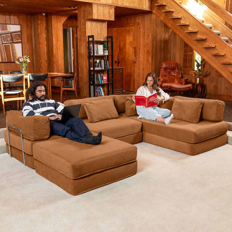 Jaxx Unsofa Modular Convertible Sectional Sofa with Fold Out King Sleeper Bed