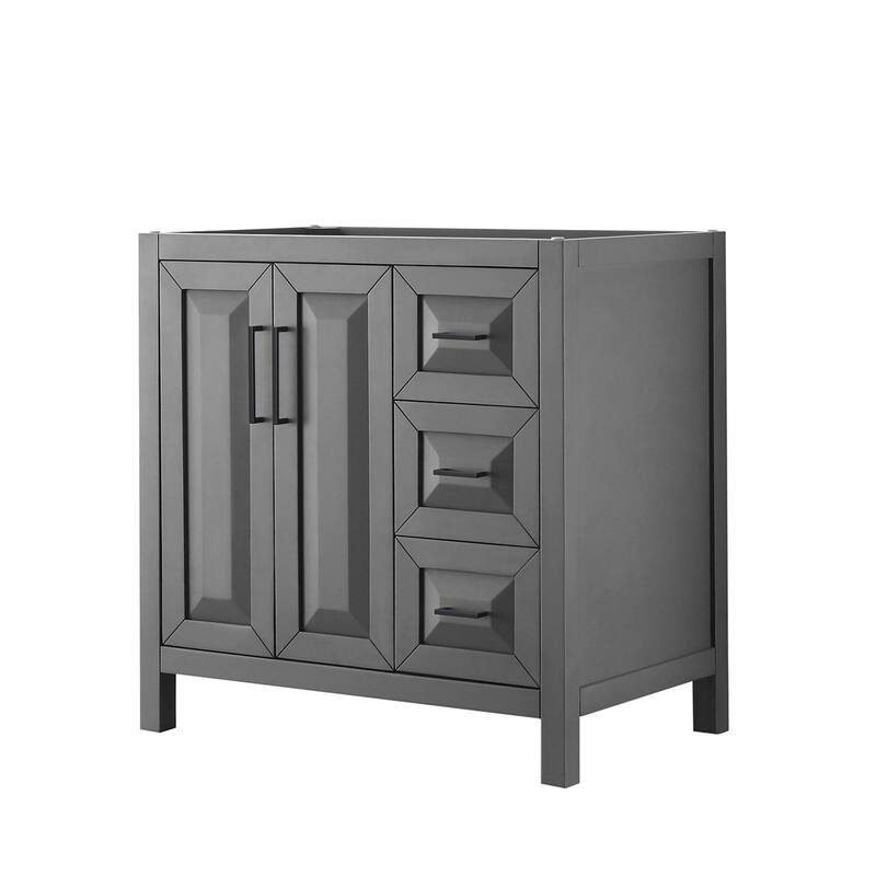 Wyndham Collection Daria 35" Single Free Standing Vanity Cabinet Only - Dark Gray / Matte Black Hardware