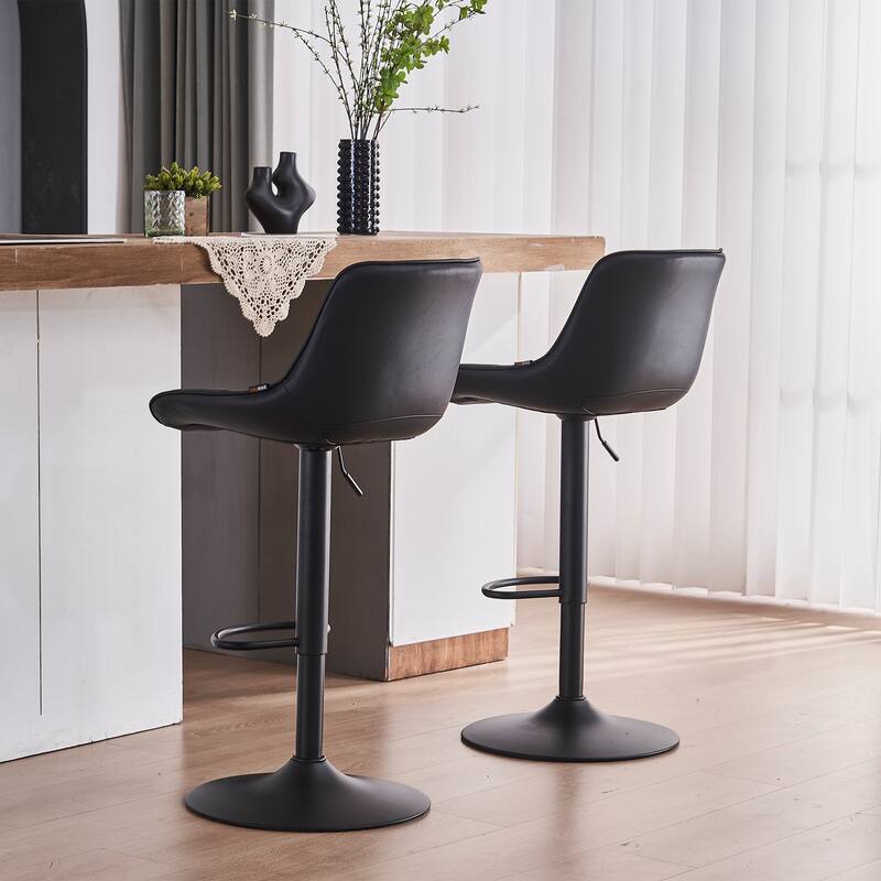 Adjustable Swivel Bar Stools Set of 2 Modern Upholstered Counter Stools