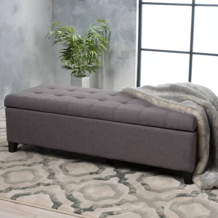Ottoman Lounge Bench, End of Bed Bench Storage Bench - Light Grey