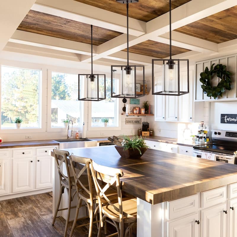 Everly 8.13" 1-Light Industrial Farmhouse Iron/Glass LED Pendant, Oil Rubbed Bronze by JONATHAN Y - 1 Light