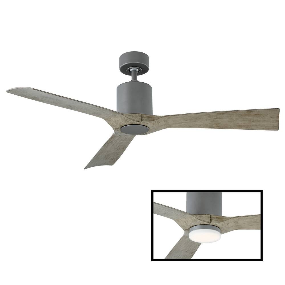 Aviator 54 Inch Three Blade Indoor / Outdoor Smart Ceiling Fan with Six Speed DC Motor in Graphite Finish.