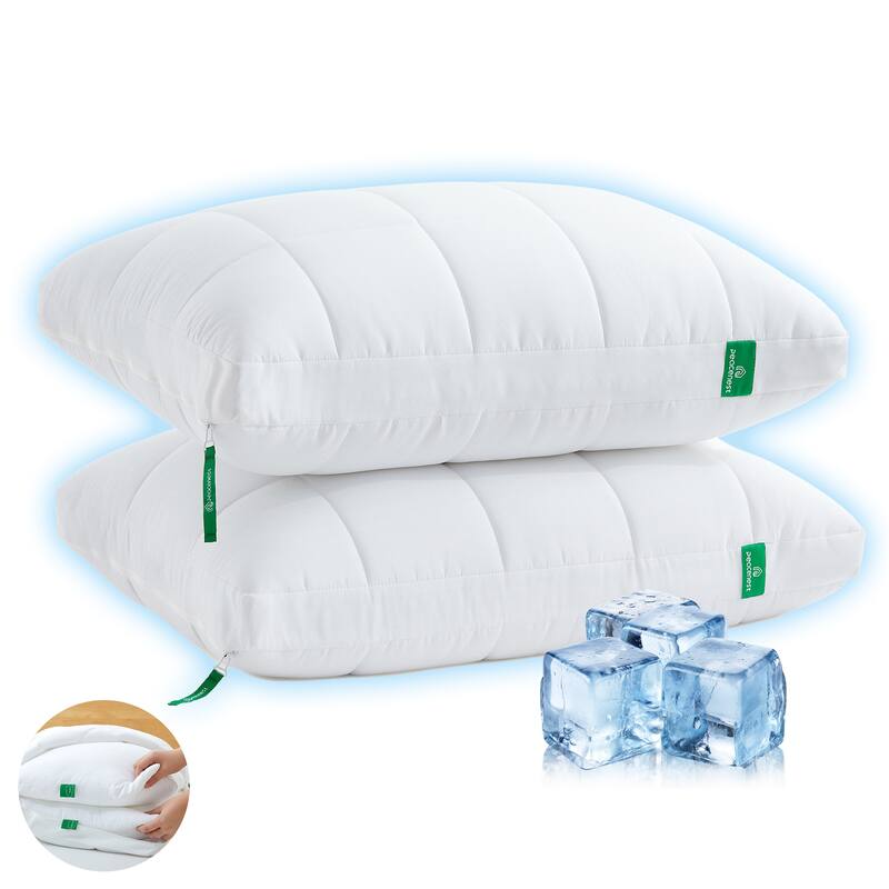 2 Pack 3 in 1 Cooling Adjustable Bed Pillow, Adjust Height Soft Firm Pillow for Back, Stomach or Side Sleepers