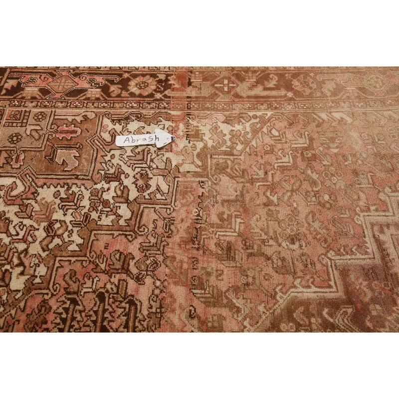 Pink Heriz Persian Vintage Area Rug Hand-Knotted Wool Carpet - 8'0"x 10'8"