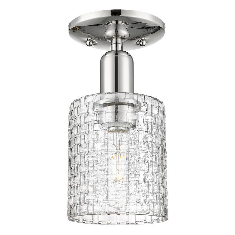 Innovations Lighting Endless Possibilities Arcadia - Cobbleskill - 1 Light 5" Basketweave Semi-Flush Mount - Polished Nickel
