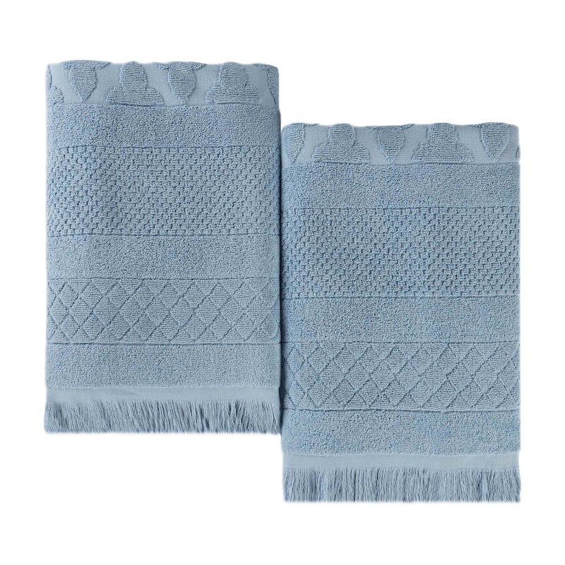 Superior Rolla Cotton Geometric Jacquard Plush Soft Bath Sheet Set of 2