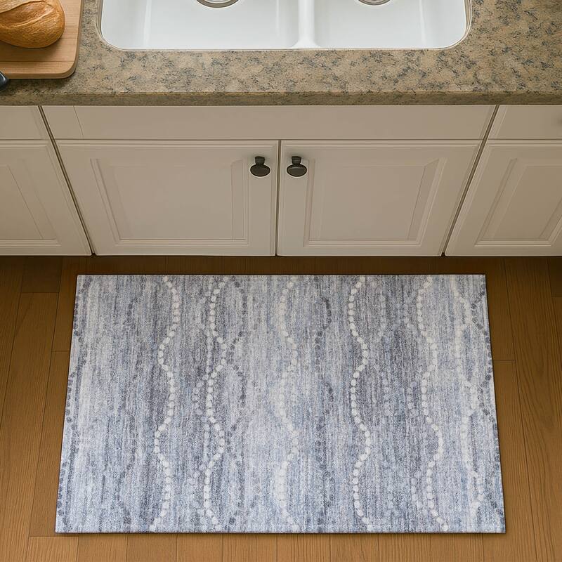 Premium Washable Super Soft Pixy Stripes Mayfield Rug - Blue - 1'8" x 2'6"