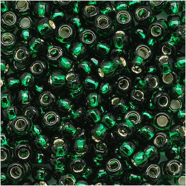 Toho Round Seed Beads 8/0 36 'Silver Lined Green Emerald' 8 Gram Tube. Opens flyout.