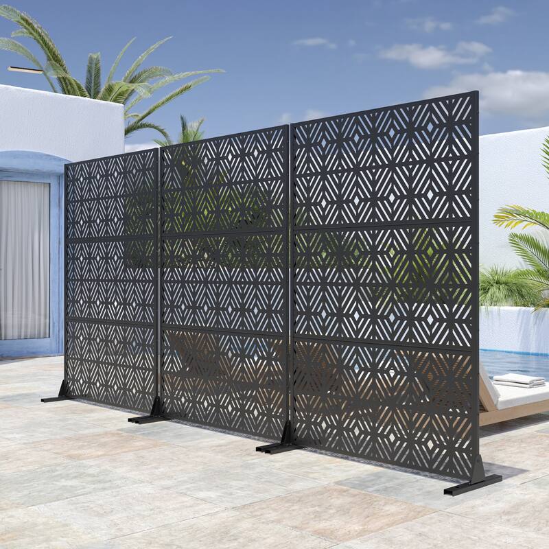 Outdoor Privacy Screen Metal Privacy Screen Panel Free Standing - 72*47
