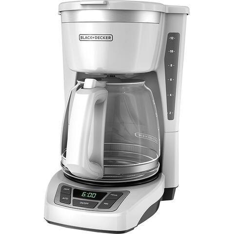 Black/White 12-Cup Programmable Coffee Maker, Black/Stainless Steel