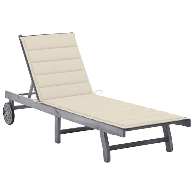 vidaXL Patio Lounge Chair Sunbed Sunlounger with Cushion Solid Acacia Wood