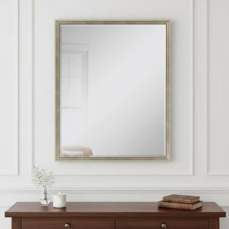 HomeRoots 42" Silver Wood Accent Mirror - 32.00 in. x 42.00 in. x 3.00 in. - 32.00 in. x 42.00 in.  x 3.00 in.