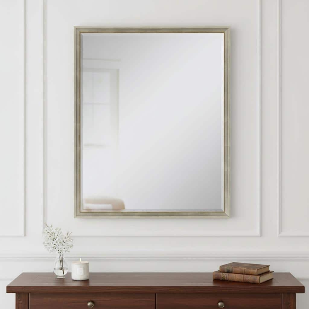 HomeRoots 42" Silver Wood Accent Mirror - 32.00 in. x 42.00 in. x 3.00 in.