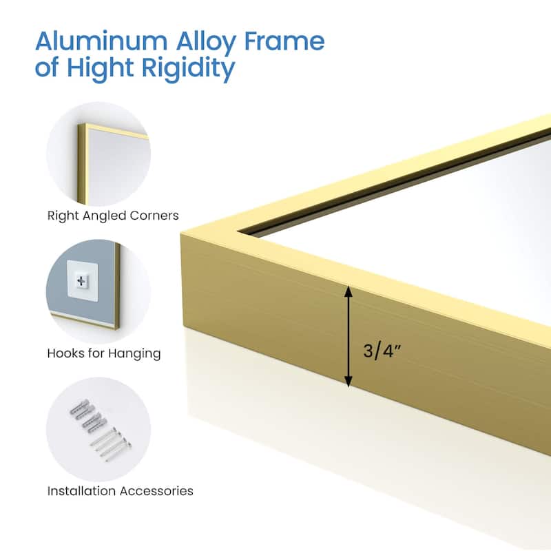 30 x 36 Inch Shatterproof Wall Mount Metal Frame Mirror